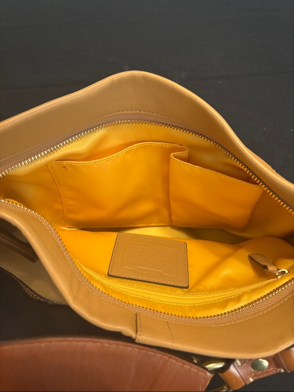 Coach Carly Two-Tone Brown Leather Shoulder Bag with Dust Bag - Picture 5 of 8